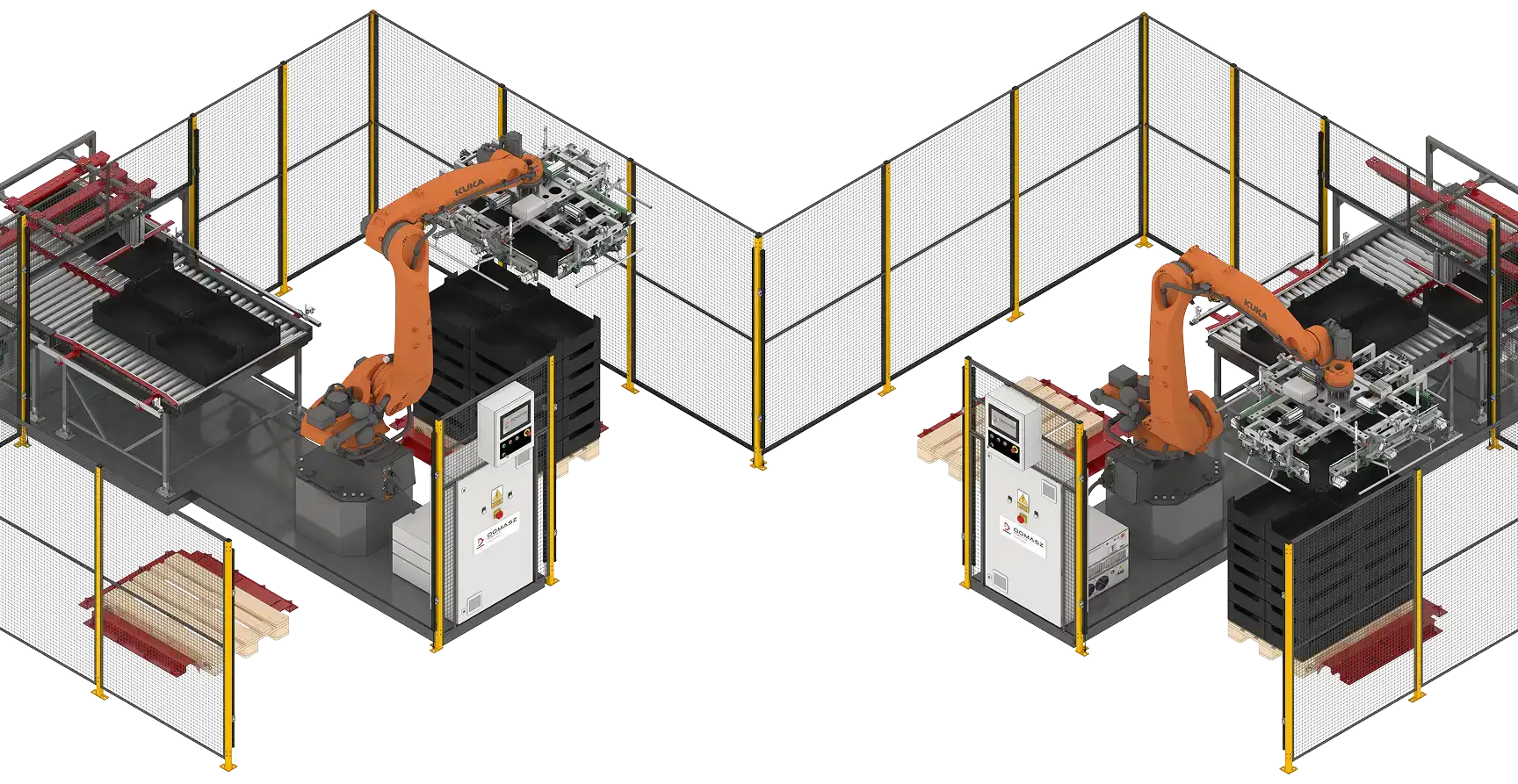 Box palletizer – automatic product stacking.
