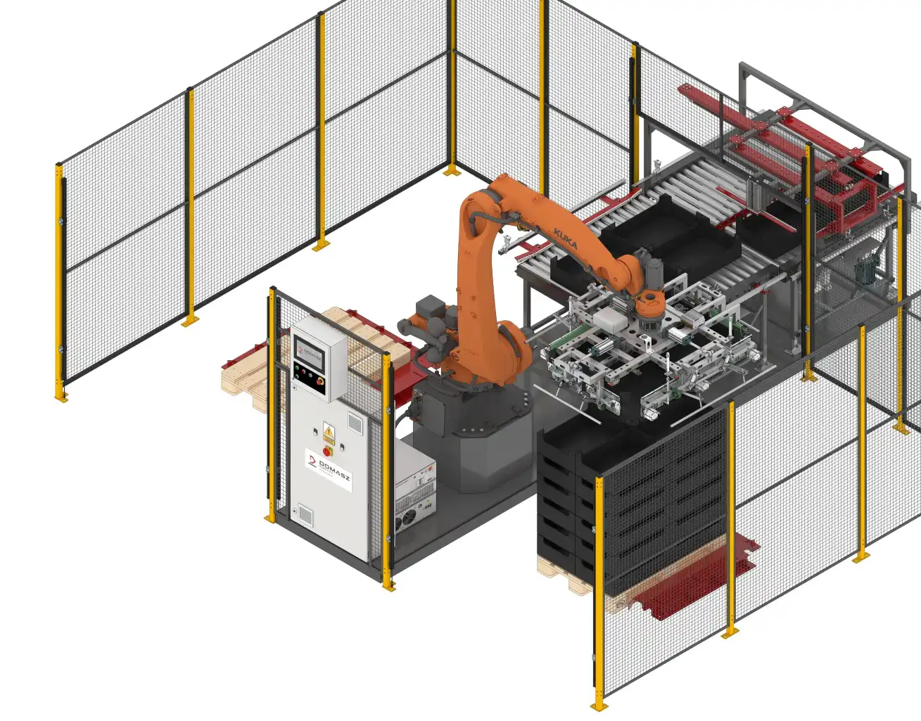 Carton palletizer render – 3D visualization.