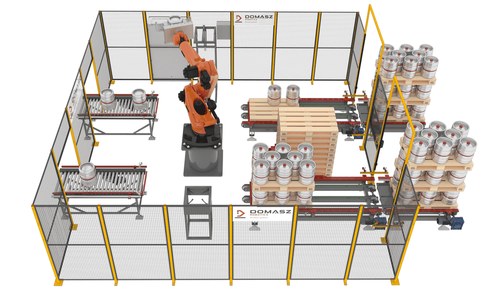 System for palletizing and depalleting barrels