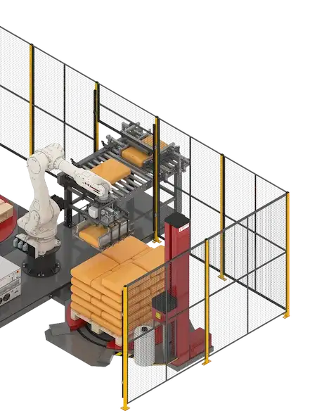Render of palletizer for unstable products.