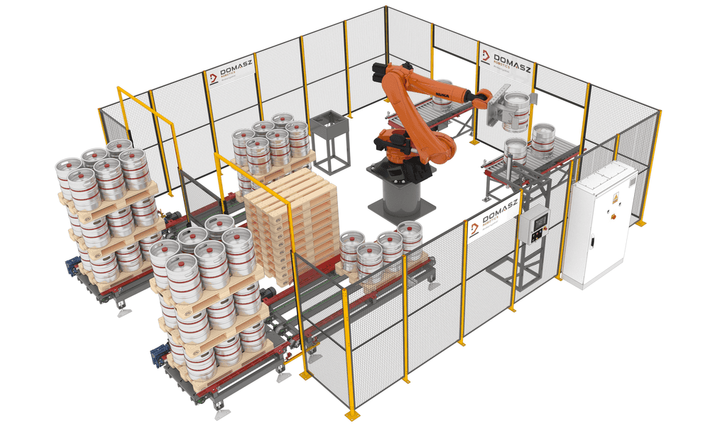 System for palletizing and depalleting barrels