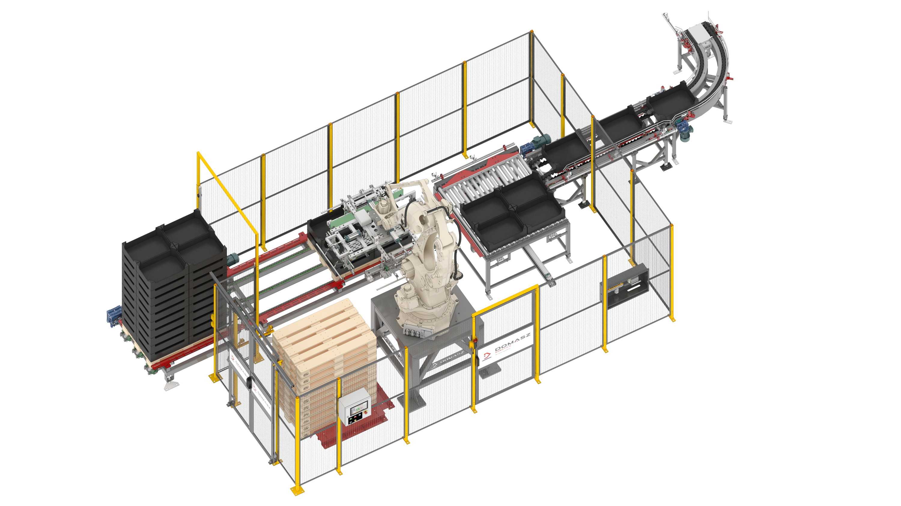 Pojedyncze stanowisko do paletyzacji skrzynek