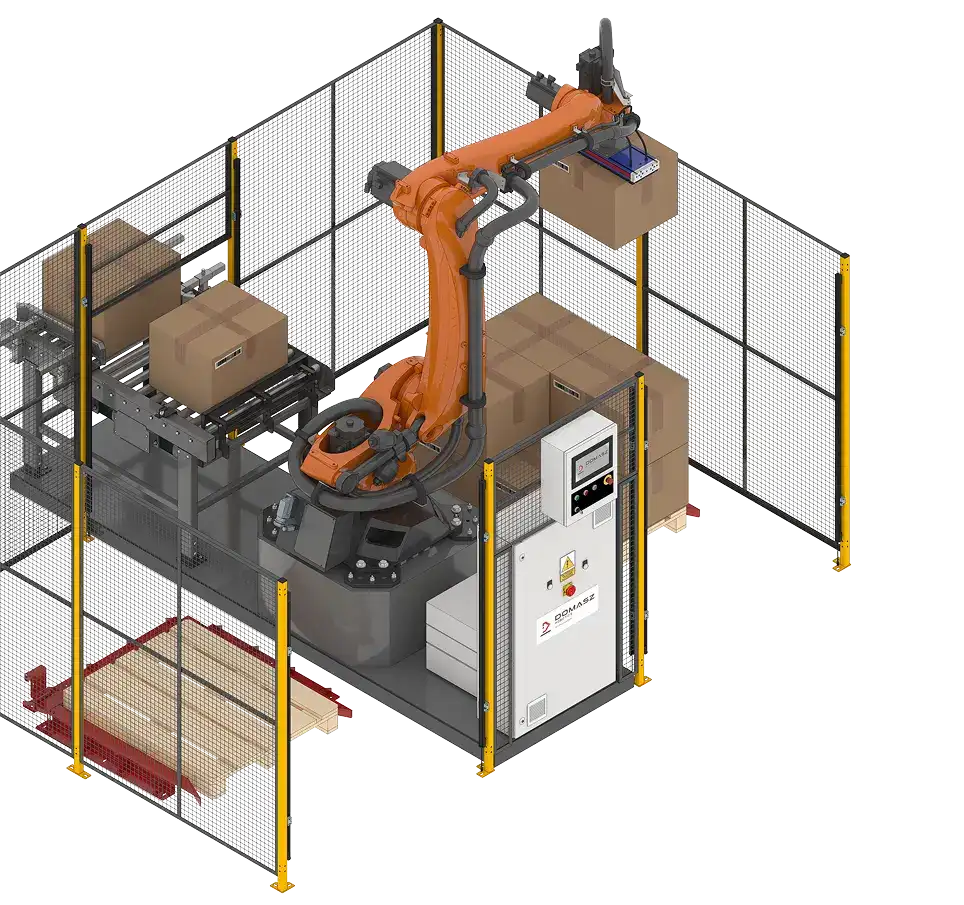 Single carton palletizer by Domasz Robotics.